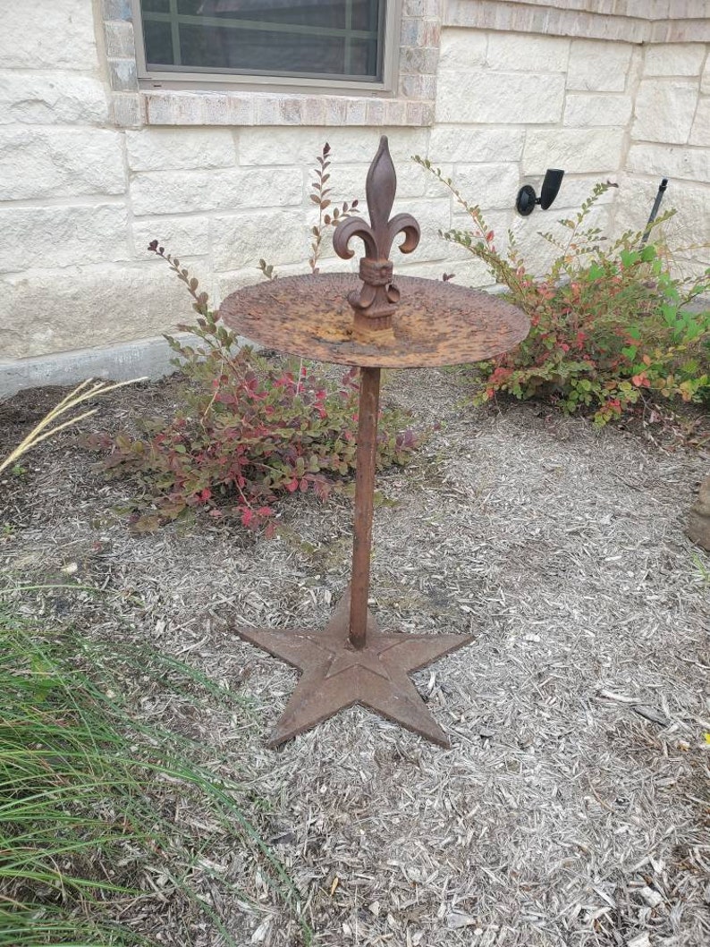 Antique Garden Ironwork Ornament from Architectural Salvaged Wrought & Cast Iron Building Elements Table Stand Planter Bird Bath Yard Art image 5