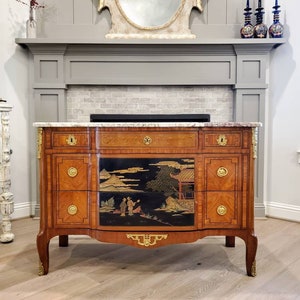 19th Century French Transition Chinoiserie Chest Of Drawers Commode or Sideboard image 2