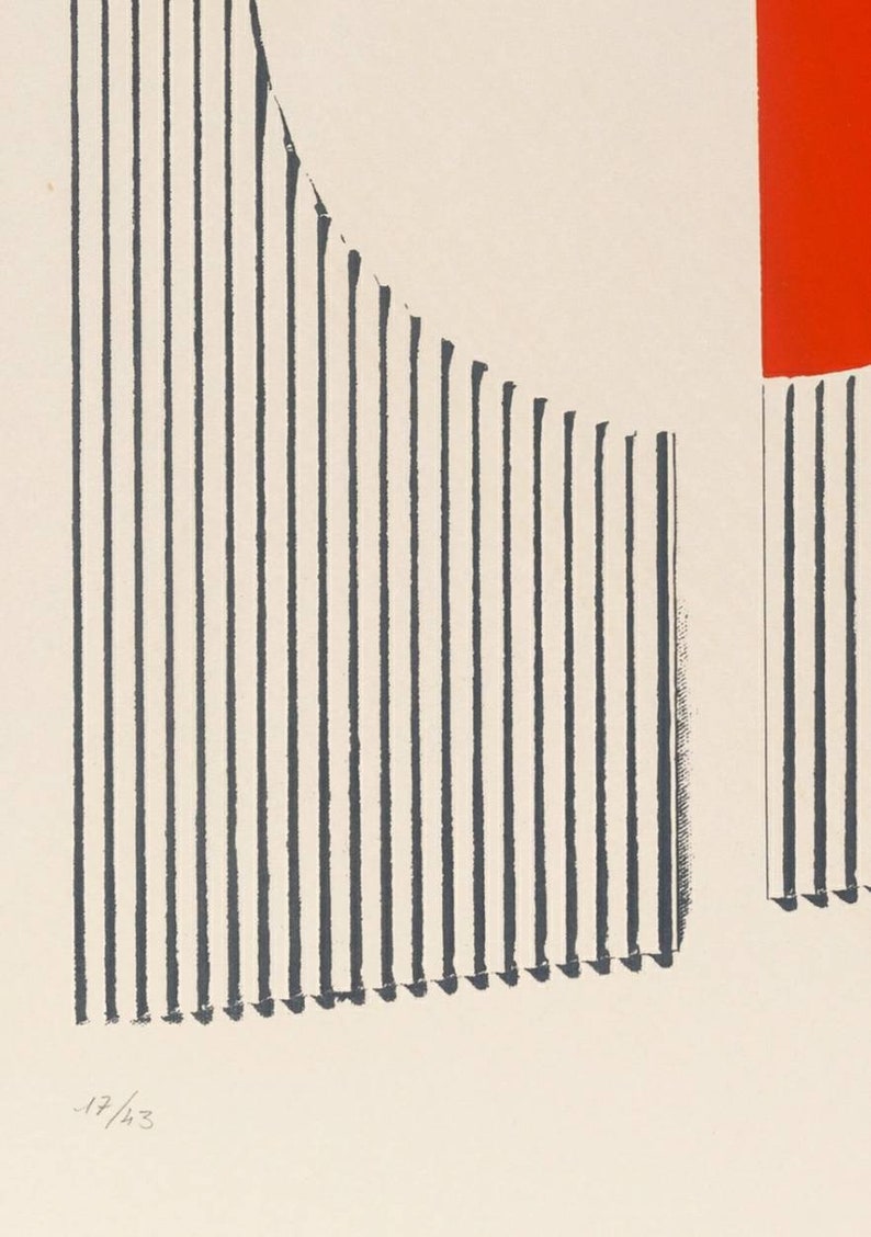 Michael Argov Untitled 2 Minimalist Geometric Abstract 1969/1970 Signed, Serigraph Op Art image 5
