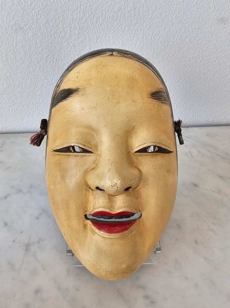 Antique Japanese Theater Hand Carved Painted Wood Noh Mask Ko-Omote image 5