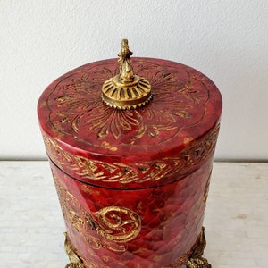 Maitland-Smith Red Partial Gilt Decorative Table Box image 6