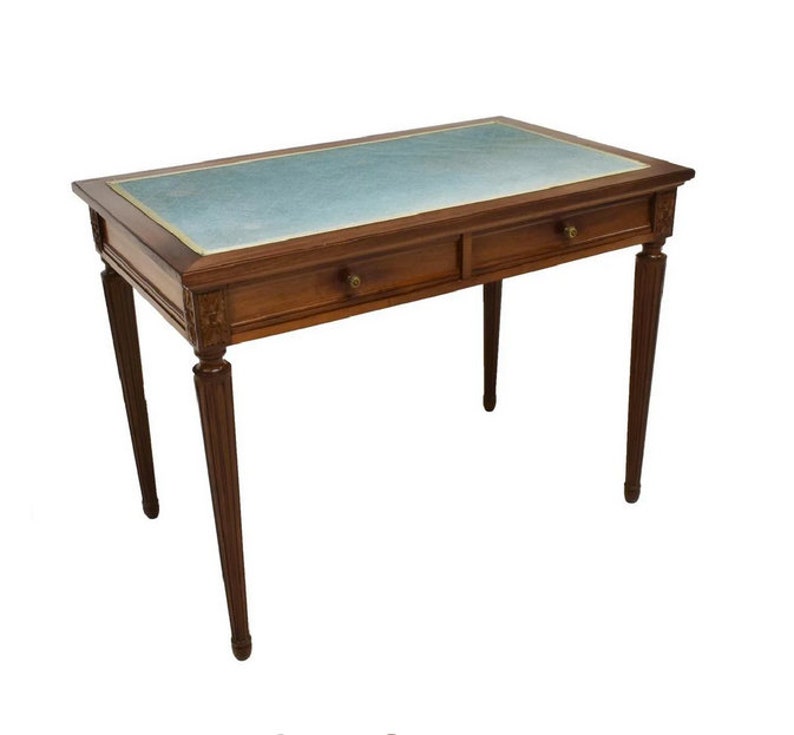Antique French Louis Xvi Style Mahogany Bureau Plat Writing Table Desk