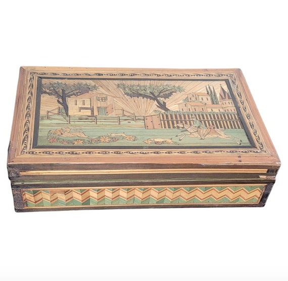 18th Century French Straw Marquetry, 'Marqueterie de Paille' Work Box 18th Century French Straw Marquetry, 'Marqueterie de Paille' Work Box