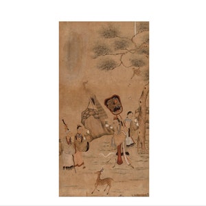 Antique Chinese School Framed Ink & Color Painting on Silk 19th Century