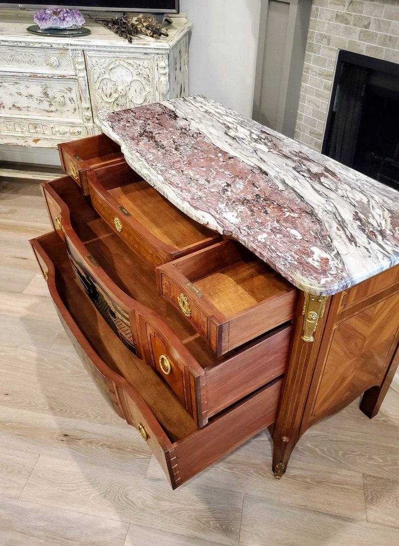 19th Century French Transition Chinoiserie Chest Of Drawers Commode or Sideboard image 8