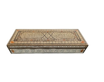 Large Moorish Arabesque Marquetry Inlaid Decorative Table Box