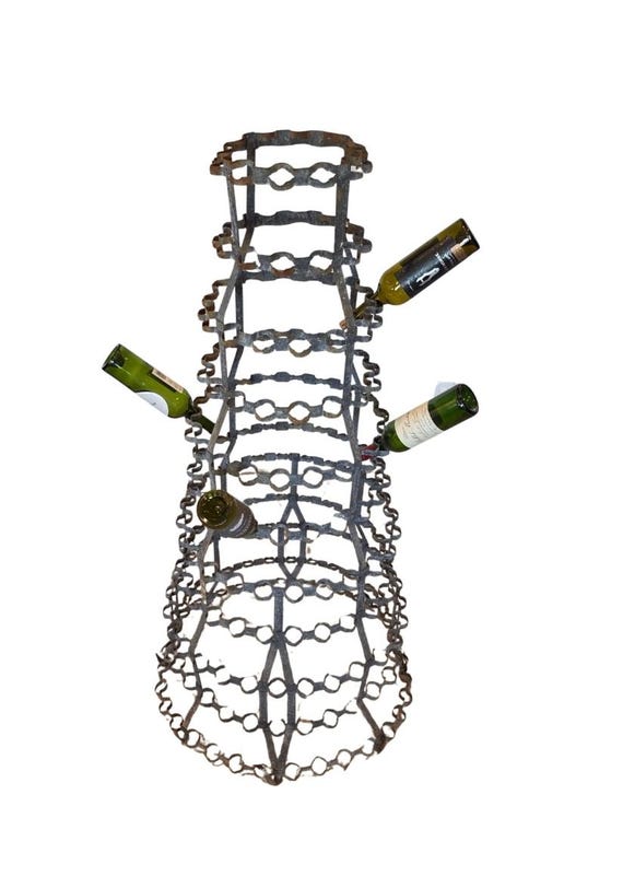 Rare Large Antique French Wine Bottle Drying Rack Tree