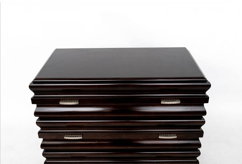 Hickory White Bachelor's Chest Of Three Drawers in Ebony, Modern Sculptural Style image 4