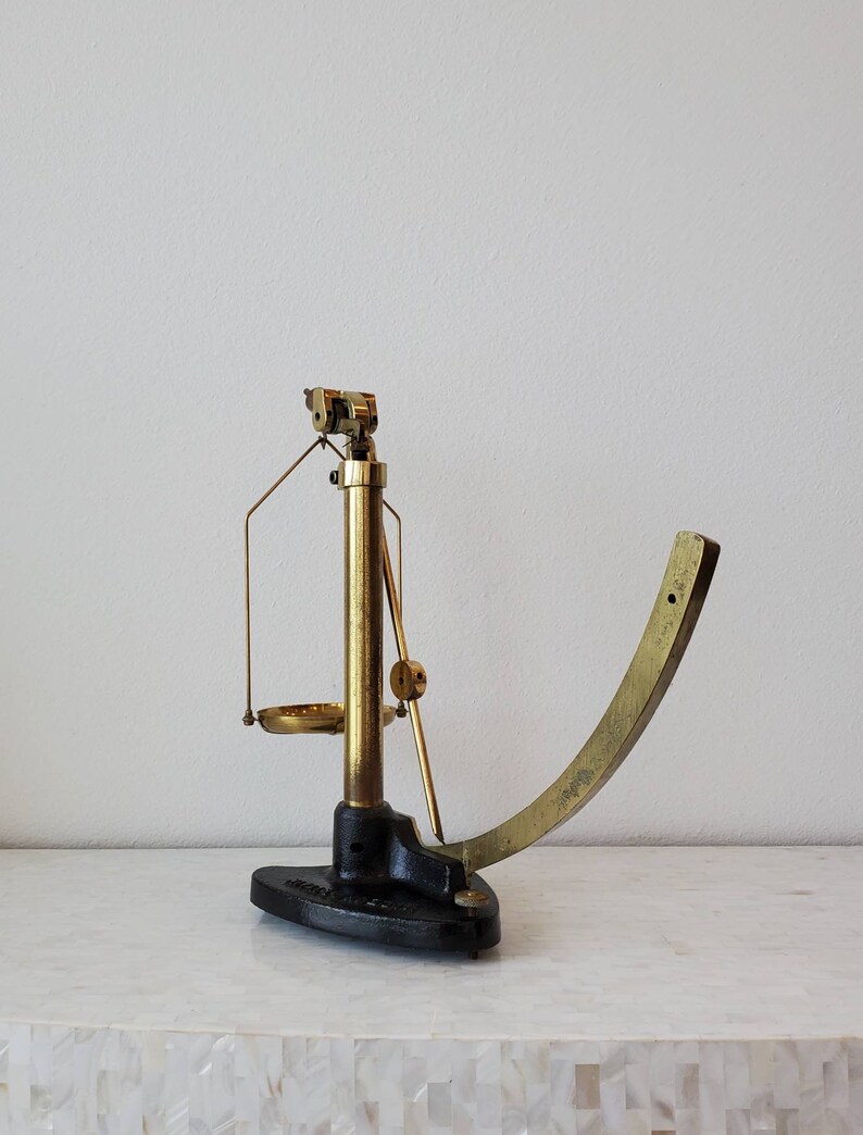 Vintage English Griffin & George Brass and Cast Iron Industrial Single Arm Balance Quadrant Paper Scale image 3