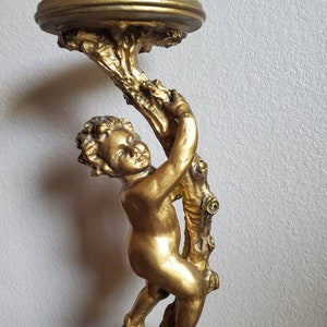 Italian Gilded Two Putti Climbing Tree Pedestal Table Stand image 4