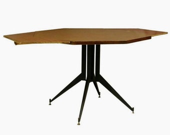 Italian Mid-Century Modern Carlo Ratti Attrib Angular Pedestal Dining / Center Table, Extending