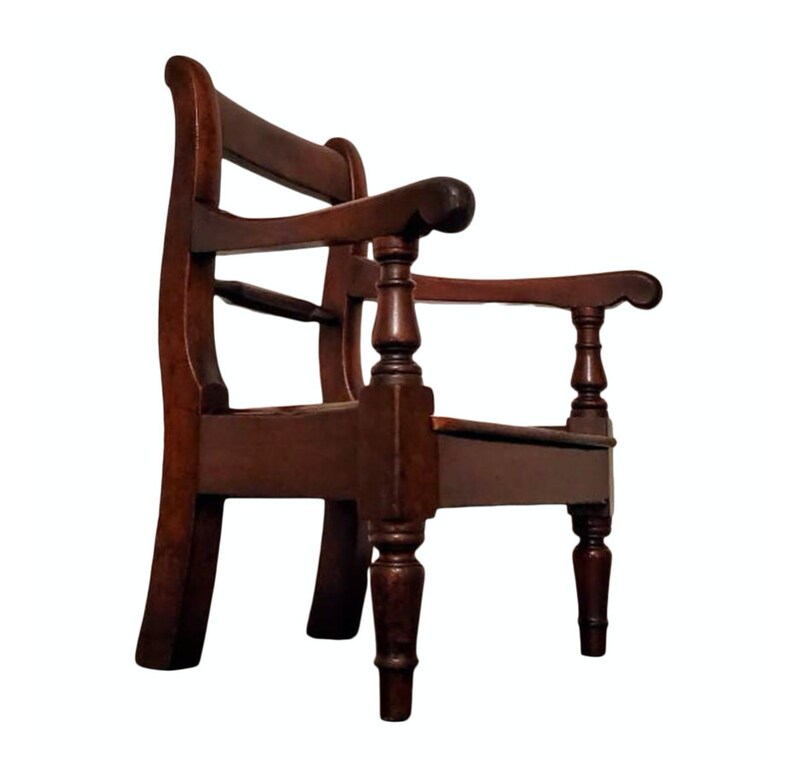 18th/19th Century Georgian Period Country English Mahogany Child Elbow Potty Chair Decorative Furniture image 1