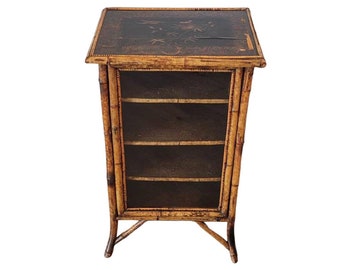 English Victorian Aesthetic Bamboo Side Cabinet, 19th Century