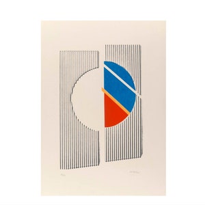 Michael Argov Untitled 2 Minimalist Geometric Abstract 1969/1970 Signed, Serigraph Op Art image 1