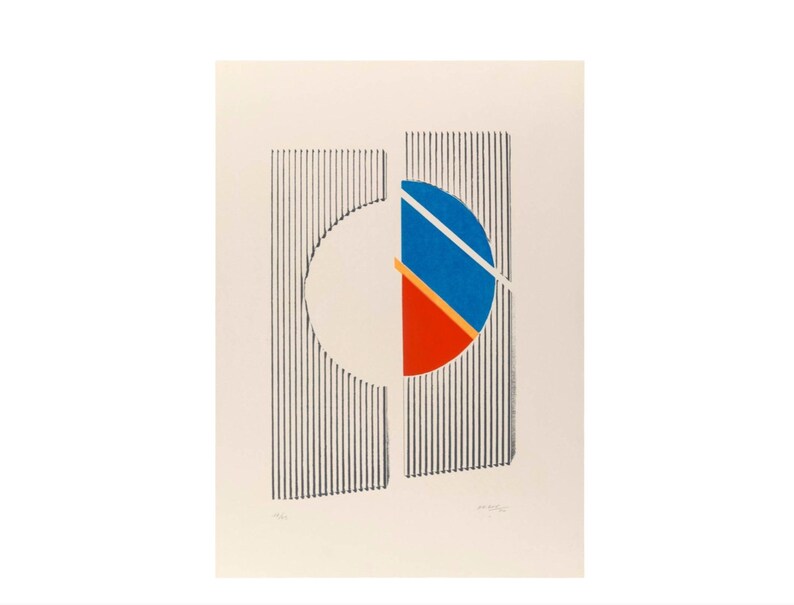 Michael Argov Untitled 2 Minimalist Geometric Abstract 1969/1970 Signed, Serigraph Op Art image 1