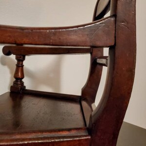 18th/19th Century Georgian Period Country English Mahogany Child Elbow Potty Chair Decorative Furniture image 6