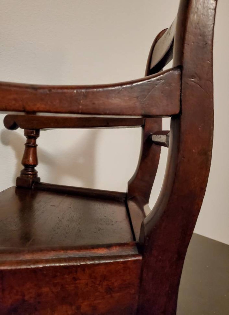 18th/19th Century Georgian Period Country English Mahogany Child Elbow Potty Chair Decorative Furniture image 6