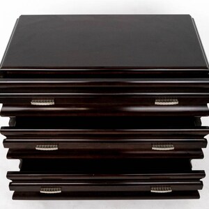 Hickory White Bachelor's Chest Of Three Drawers in Ebony, Modern Sculptural Style image 5