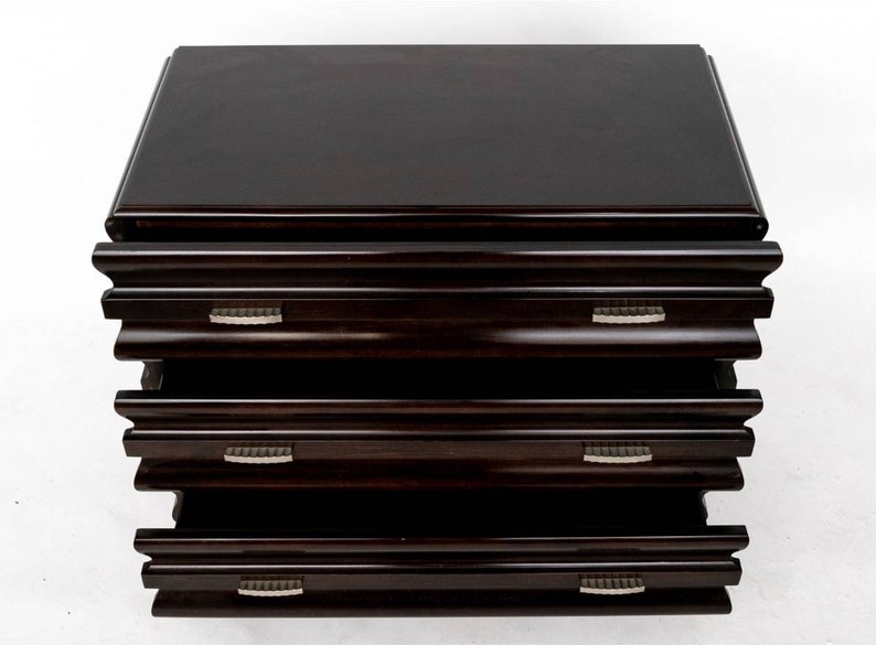 Hickory White Bachelor's Chest Of Three Drawers in Ebony, Modern Sculptural Style image 5