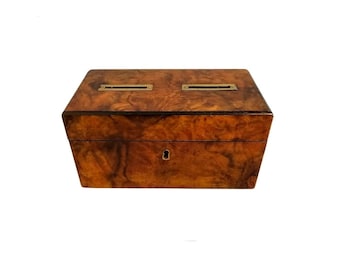 Antique Burled Walnut Voting Box - Still Bank Table Box