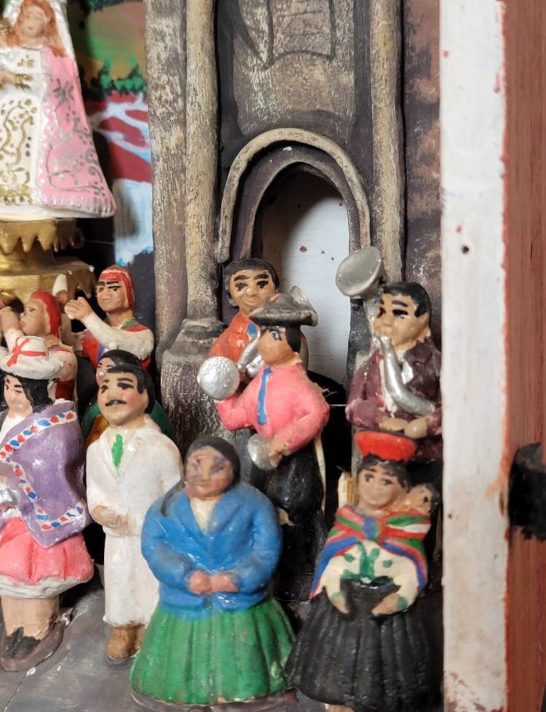 Vintage Latin American Retablo Diorama Religious Folk Art Sculpture image 7