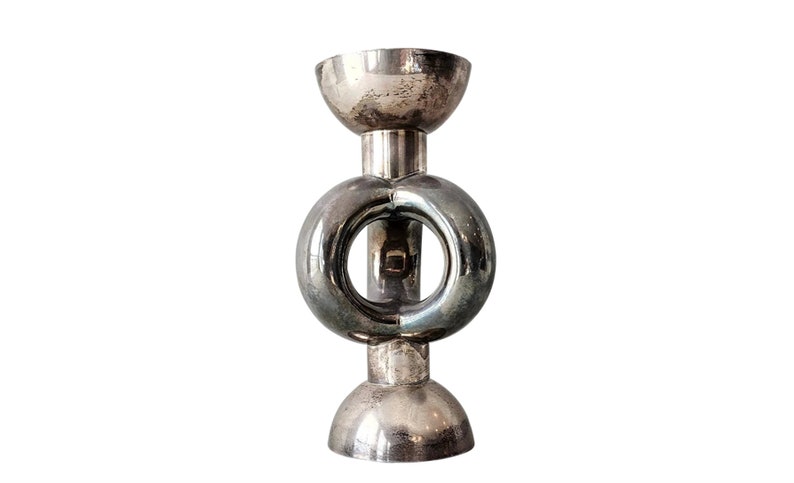 Italian Pampaloni Silver Art Deco Modern Sculptural Candlestick ...