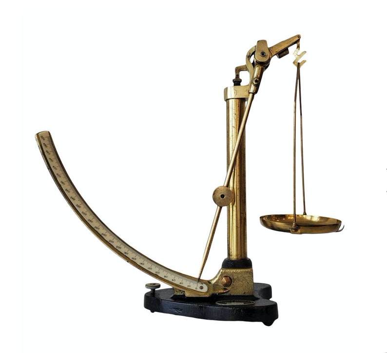 Vintage English Griffin & George Brass and Cast Iron Industrial Single Arm Balance Quadrant Paper Scale image 1