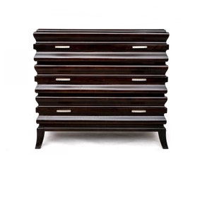Hickory White Bachelor's Chest Of Three Drawers in Ebony, Modern Sculptural Style image 1