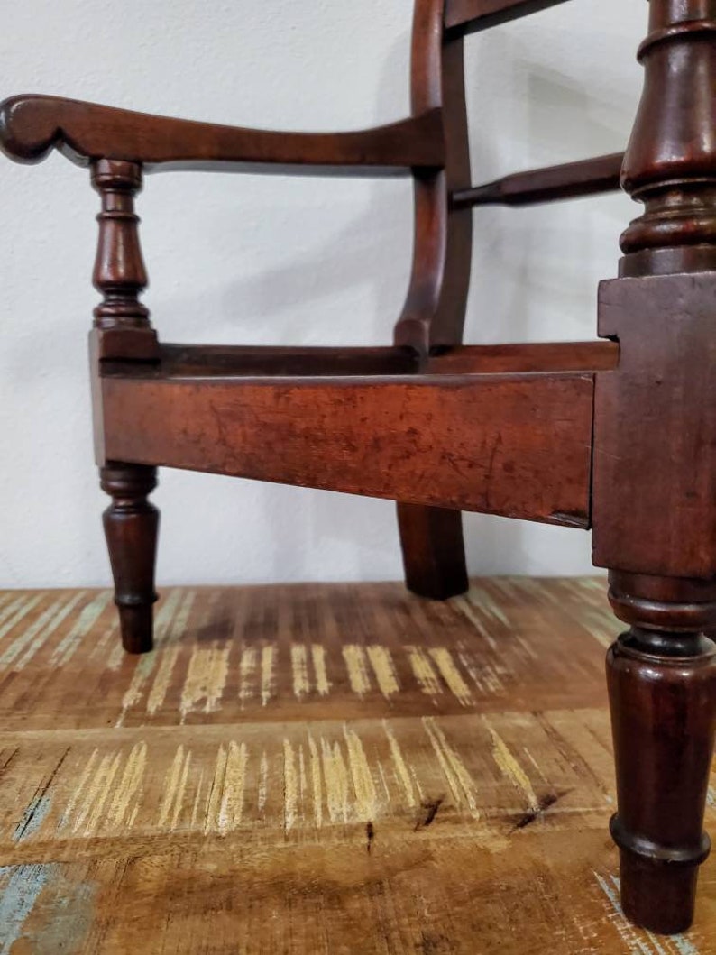 18th/19th Century Georgian Period Country English Mahogany Child Elbow Potty Chair Decorative Furniture image 4