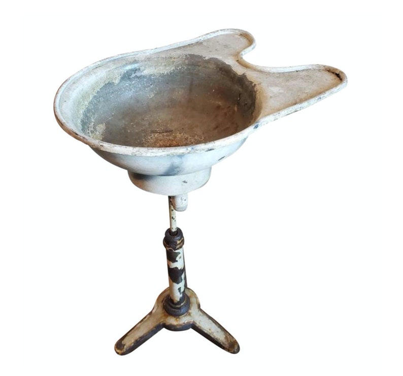 Antique Dentist Office Tooth Cuspidor Spit Bowl Pedestal Stand, 19th Century, Birdbath Garden Planter Spittoon Ice Bucket Cast Iron Toleware image 1