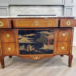 19th Century French Transition Chinoiserie Chest Of Drawers Commode or Sideboard image 6