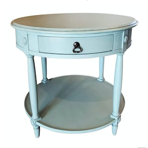 Drexel Heritage Distressed Painted Blue Two Tier Round Side Table