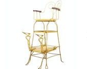Antique American Painted Wrought Iron Twisted Wire Shoe Shine Chair - Victorian Industrial Ice Cream Parlor Scrolled Ironwork