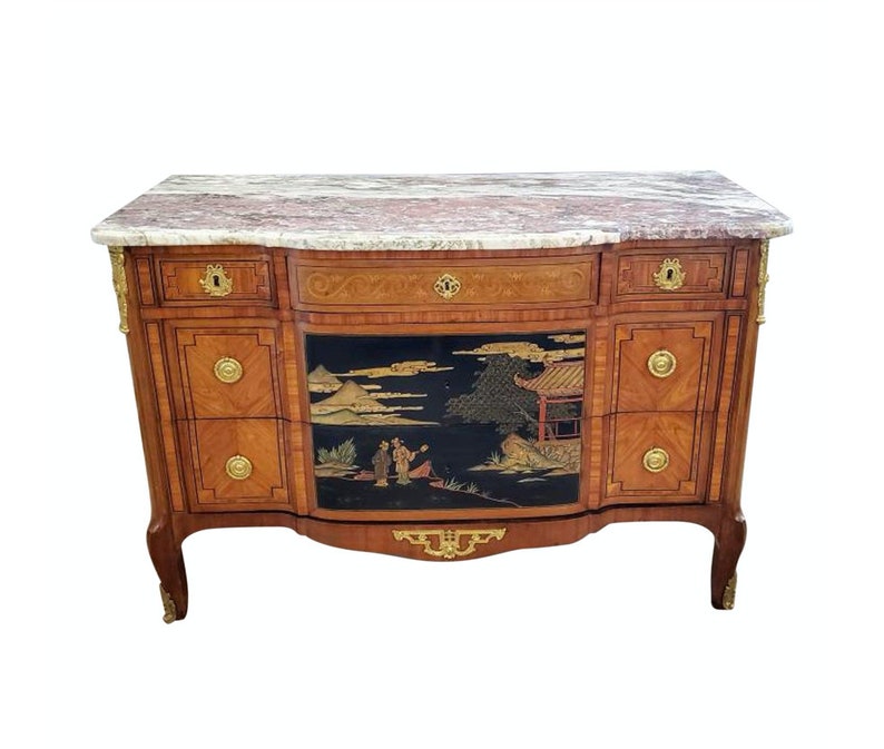 19th Century French Transition Chinoiserie Chest Of Drawers Commode or Sideboard image 1