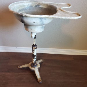 Antique Dentist Office Tooth Cuspidor Spit Bowl Pedestal Stand, 19th Century, Birdbath Garden Planter Spittoon Ice Bucket Cast Iron Toleware image 2