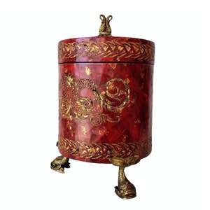 Maitland-Smith Red Partial Gilt Decorative Table Box image 1