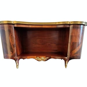 Antique French Louis XV Style Gilt Bronze Ormolu Mounted Kingwood Marquetry Cartonnier or Bibus - Miniature Tabletop Bookcase