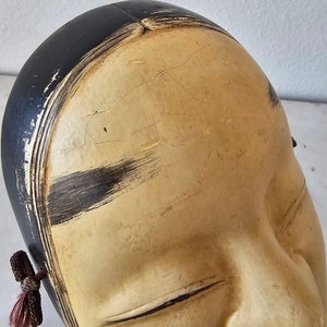 Antique Japanese Theater Hand Carved Painted Wood Noh Mask Ko-Omote image 8