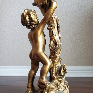Italian Gilded Two Putti Climbing Tree Pedestal Table Stand image 8