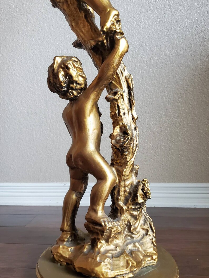 Italian Gilded Two Putti Climbing Tree Pedestal Table Stand image 8