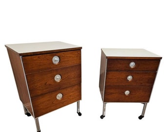1950s Mid-Century Modern American Industrial Rolling Cabinets by Raymond Loewy for Hill Rom