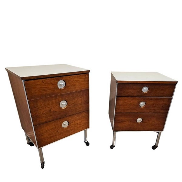 1950s Mid-Century Modern American Industrial Rolling Cabinets by Raymond Loewy for Hill Rom