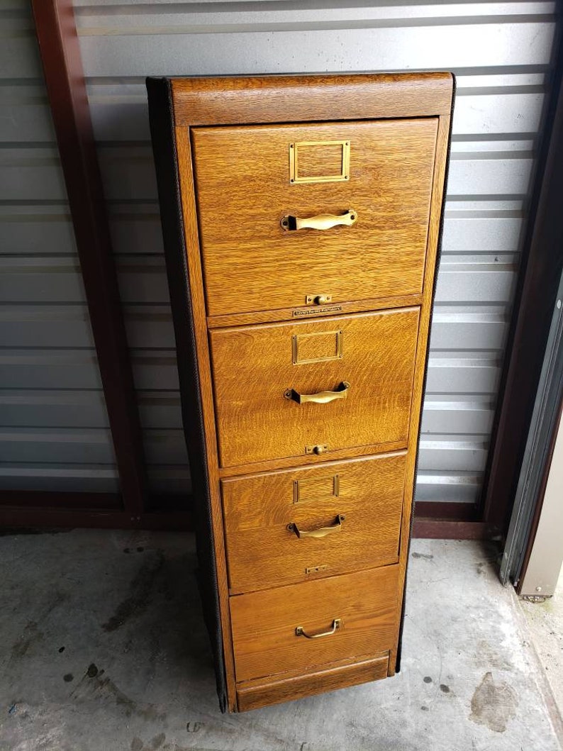 Antique Library Bureau Sole Maker 4 Drawer Quarter Sawn Oak Etsy