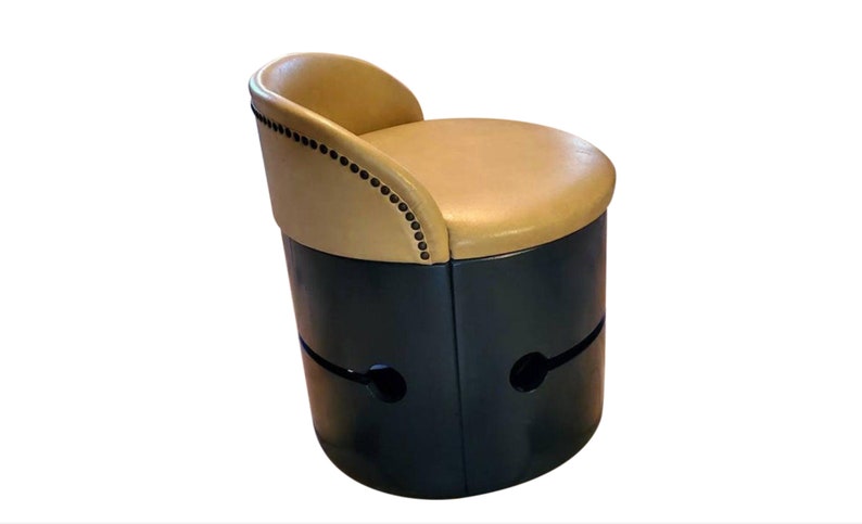 1960s Italian Mid-Century Modern Rolling Swivel Stool Low Chair Bentwood Atomic Age Kids Barrel Chair image 1