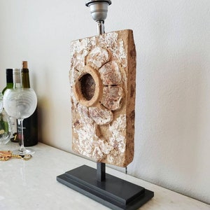 Antique Terracotta Architectural Salvage Wall Panel Element Mounted As Sculptural Table Lamp image 4