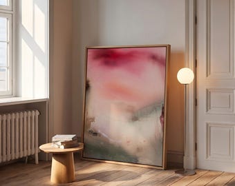 Japandi Red Pink Abstract Art Print, Earth Tone & Blush Pink Minimalist Painting, Organic Modern Statement Piece