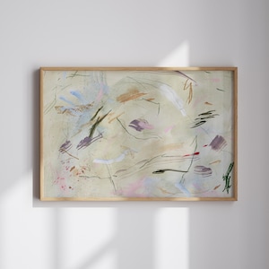Abstrakcyjny obraz w kolorze szałwii w kolorze zielonym, inspirowany Cy Twombly, oprawiony w ramę, wydruk artystyczny z motywem bazgrołów, eklektyczny wystrój