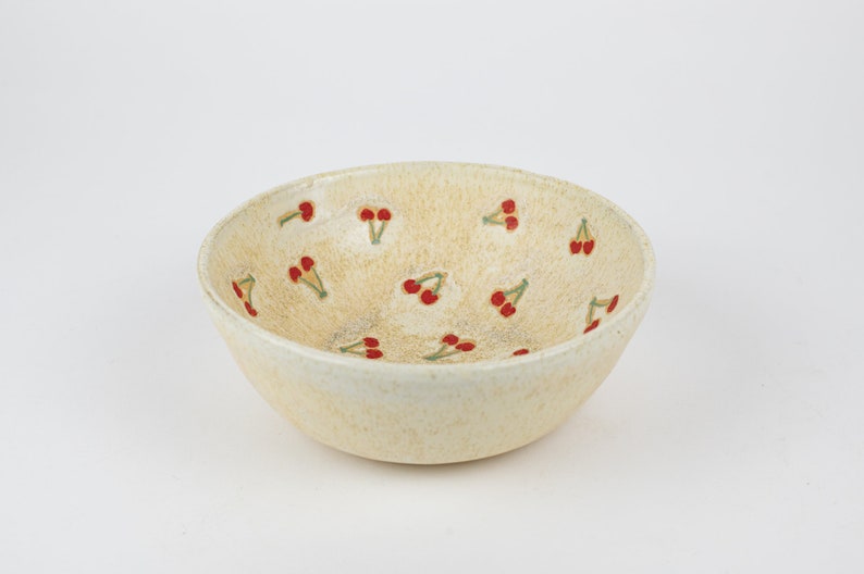 Cheeky Cherry Bowl, Handmade Ceramic Bowl, Cereal Bowl, Salad Bowl image 1