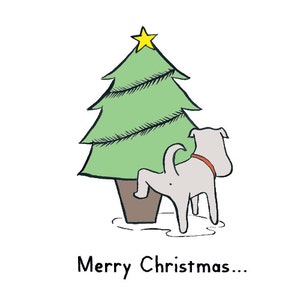 Frohe Weihnachten... und einem Happy New Carpet. Super süße und witzige illustrierte Xmas Hundekarte!