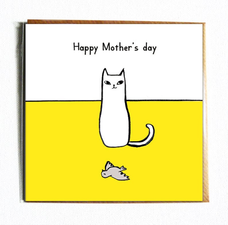 Mother's Day Cat Card. Cute and Funny Illustration - Etsy